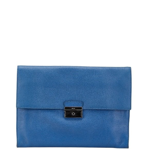 PRADA Blue Leather Clutch Bag - Picture 1 of 11